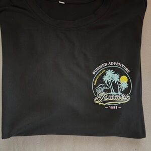Dark Black Graphic Tee - “Summer Adventure Journey” Adult M Never Worn